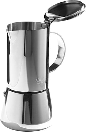 Adler Stovetop Espresso Pot for 6 Cups Inox Brown