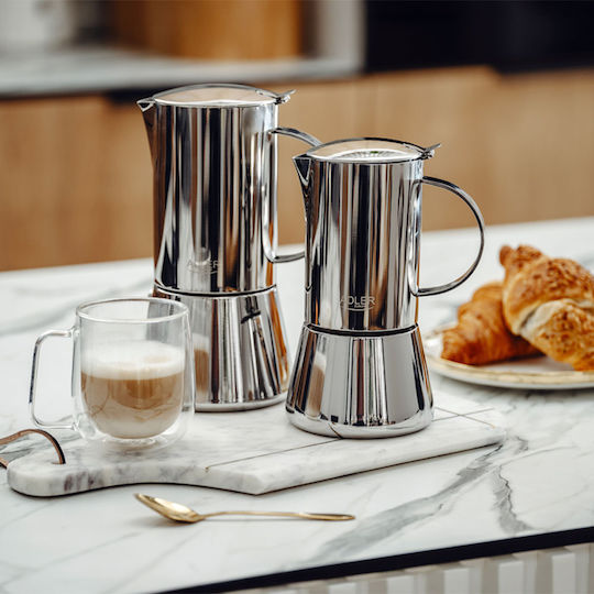 Adler Stovetop Espresso Pot for 6 Cups Inox Brown