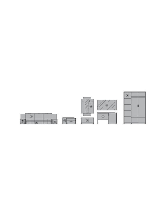 Set De Mobilier Pentru Dormitor Rhodes 160x190cm 9 Bucăți