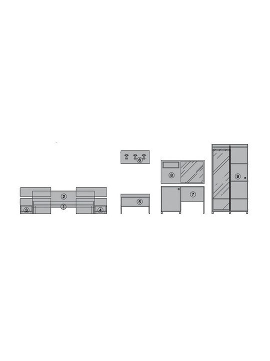 Set De Mobilier Pentru Dormitor Honoloulou 160x190cm 8 Bucăți