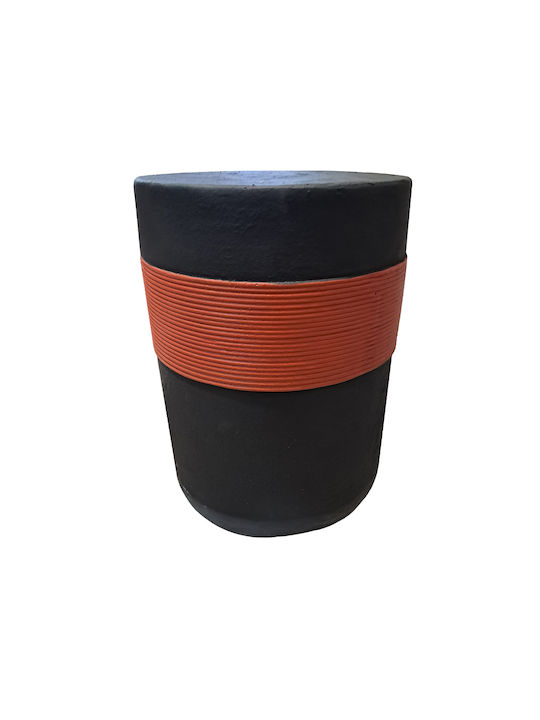 Round Side Table Belt Wooden Black 38.5x38.5x52 cm