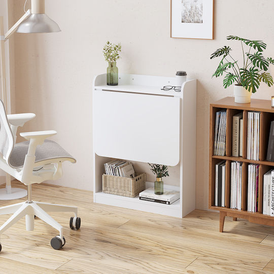 Birou pentru copii cu Bibliotecă din Melamină Alb 64x82x82cm