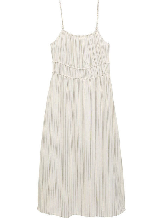 Sommer Midi Damenkleid Weiß Olive