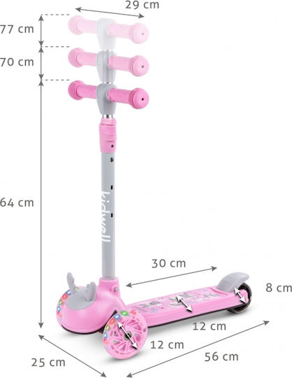 Kidwell Kinderroller Klappbar Zoocar 3-Rad Für 3+ Jahre Rosa