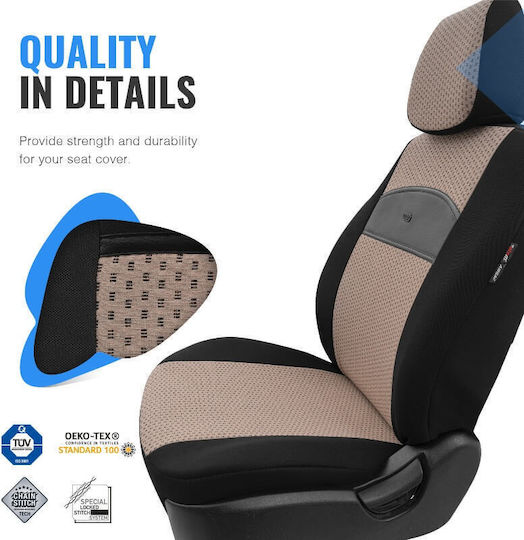Otom Car Cover Set 11pcs Leatherette Black / Beige