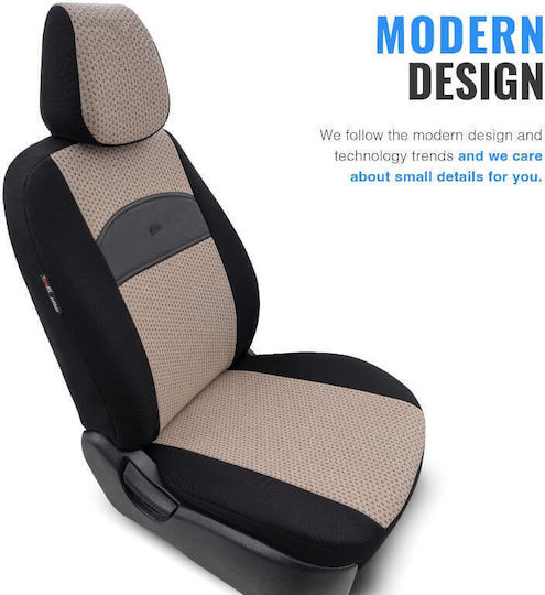 Otom Car Cover Set 11pcs Leatherette Black / Beige