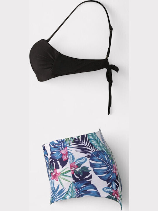 Set Bikini με Αφαιρούμενη Ενίσχυση Ψηλόμεσο Floral Λευκό