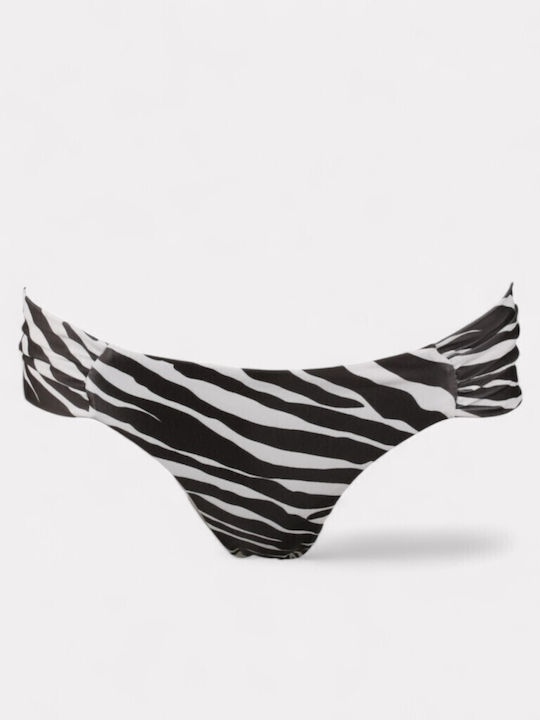 Set Bikini 3 Pieces Triangle with Removable Padding and Brazil Animal Print Black