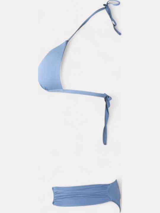 Set Bikini Τριγωνάκι με Αφαιρούμενη Ενίσχυση Γαλαζιο
