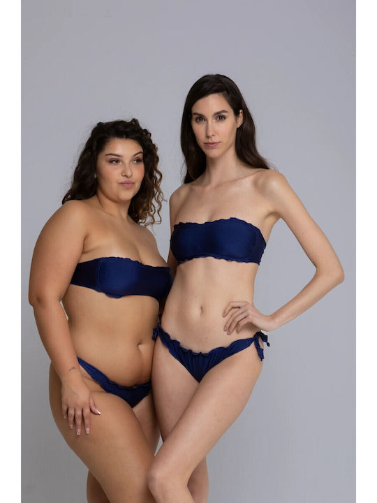 Bikini Set Strapless Top & Slip Bottom Blue