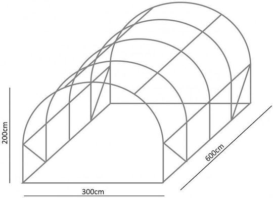 Seră Tunel Tip Ramă Metalică 300x600cm Verde 18 Mp