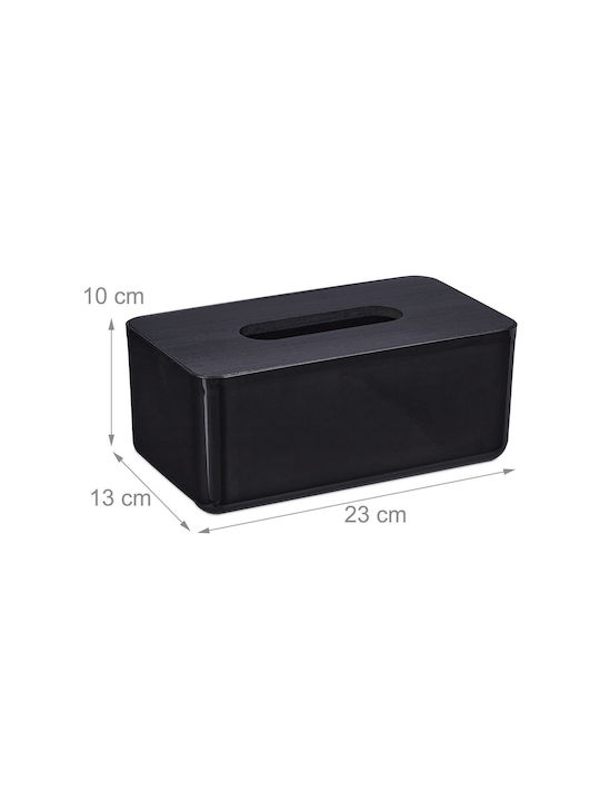Relaxdays Θήκη για Χαρτομάντηλα Πλαστική Μαύρη 10x23x13cm 10046932