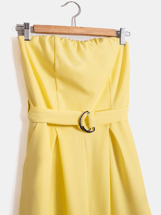 One-piece Jumpsuit Strapless Belt Yellow Yellow