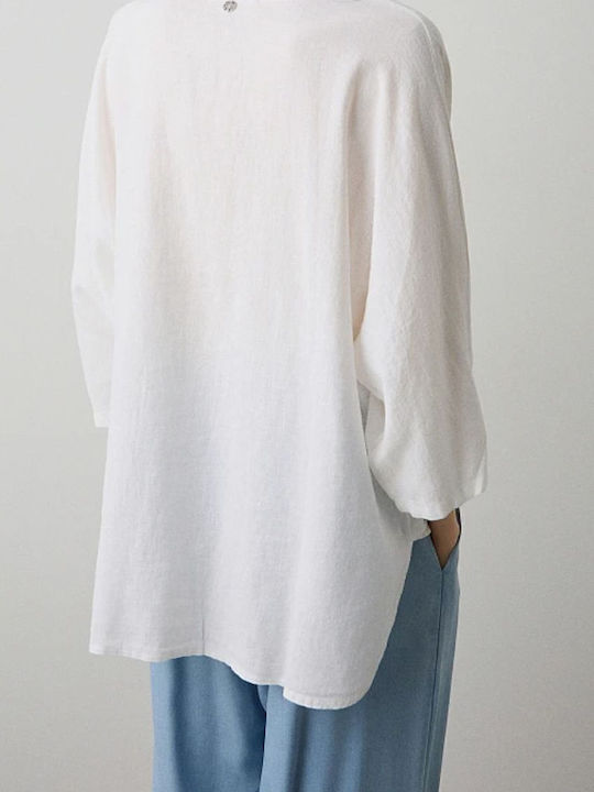 Women's Linen Long Sleeve Shirt White