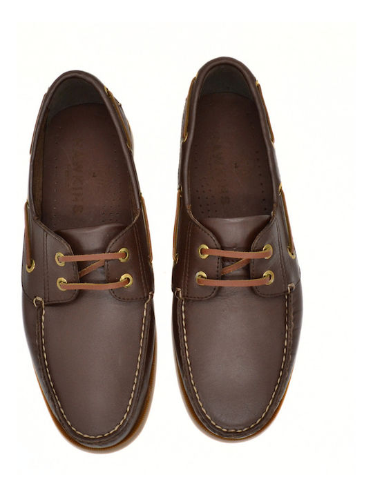 Δερμάτινα Ανδρικά Boat Shoes σε Καφέ Χρώμα