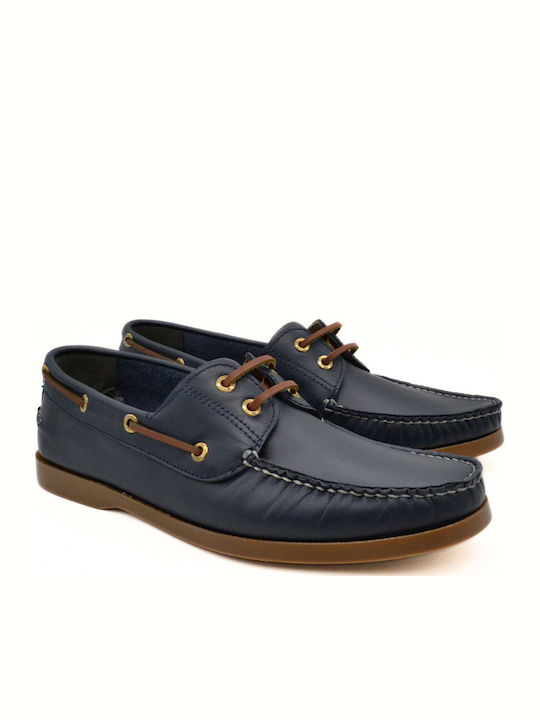 Men's Leather Boat Shoes Blue