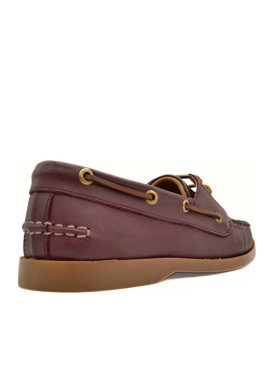 Men's Leather Boat Shoes Burgundy