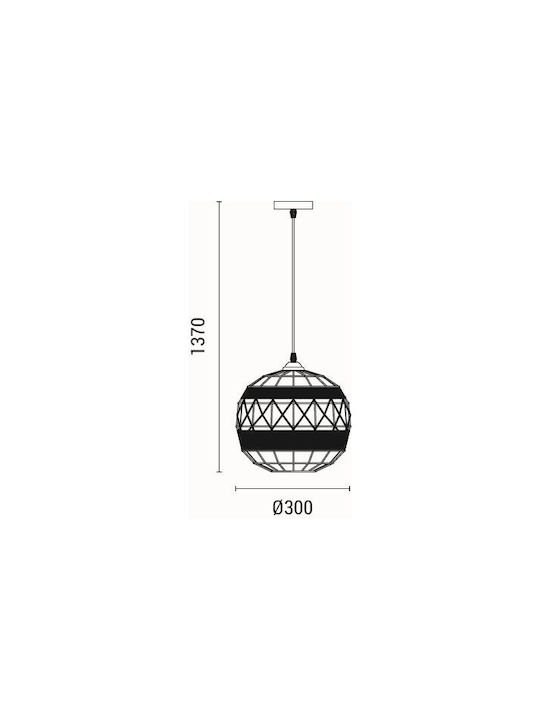 Eurolamp Helios Κρεμαστό Φωτιστικό Μαύρο με Σχοινί για Ντουί E27 30x30x137εκ.