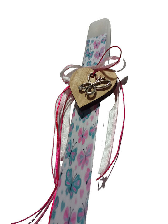 Easter Candle Butterfly Flat Handmade White