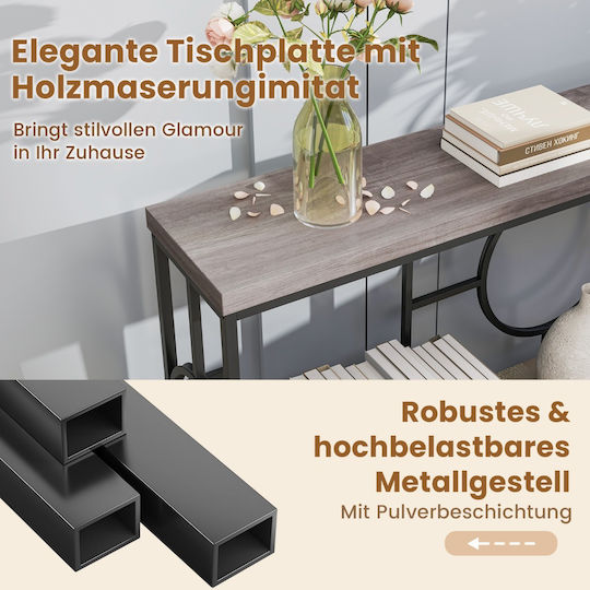 Metal Console Table Ρουστίκ Καφέ/μαύρο L180xW30xH80cm