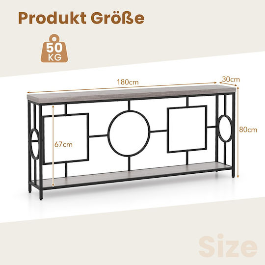 Metal Console Table Ρουστίκ Καφέ/μαύρο L180xW30xH80cm