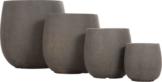 HomeMarkt Σετ 4 Γλάστρες Μεταλλικές Γκρίζοπράσινο 52x55εκ.