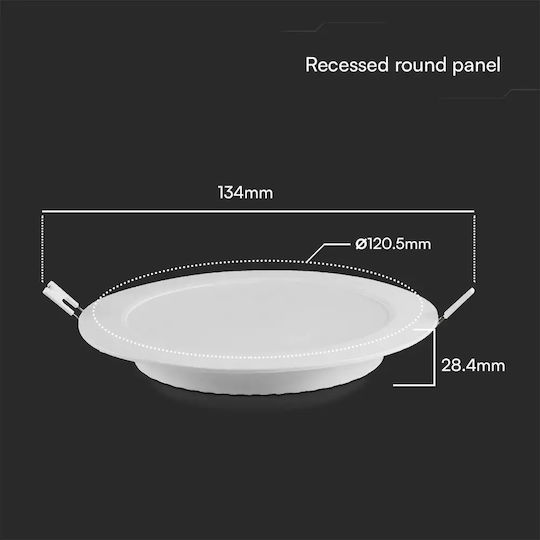 V-TAC Στρογγυλό Χωνευτό LED Panel 6W με Φυσικό Λευκό Φως 4000K