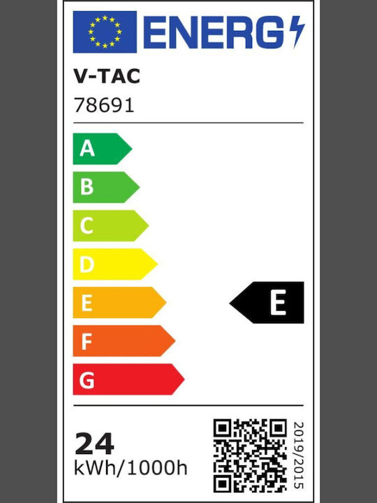 V-TAC Στρογγυλό Χωνευτό LED Panel 24W με Ψυχρό Λευκό Φως 6500K 29εκ.