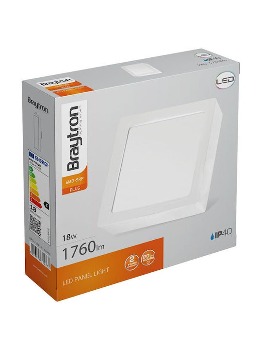 Braytron Panel Square Outdoor LED Panel 18W with Natural White Light 4000K 20.4x20.4cm