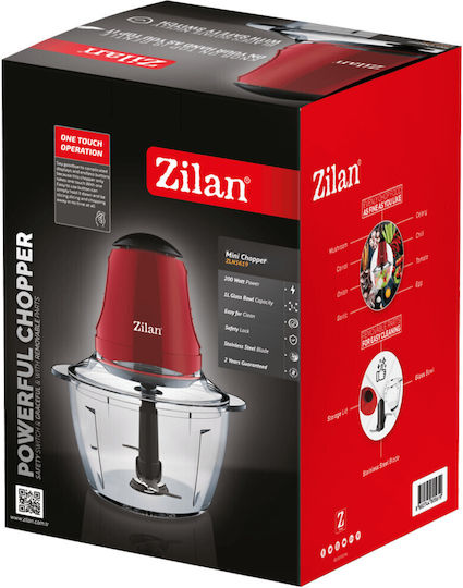 Zilan Πολυκόπτης Multi 200W με Δοχείο 1lt Κόκκινος