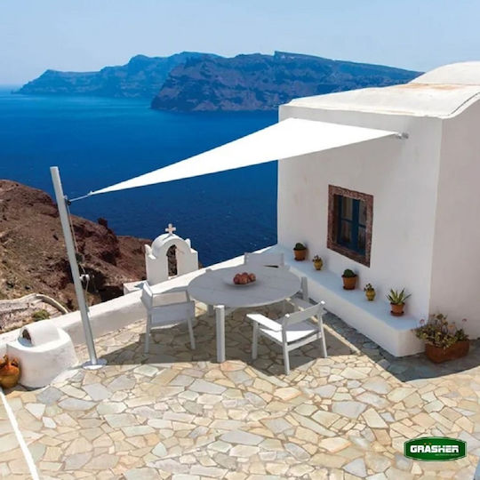 Grasher Ε220 Τρίγωνο Πανί Σκίασης Λευκό με Κρίκους 5x5m 180gr/m²