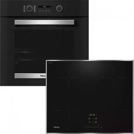 Miele H 7460 B + KM 7361 FR Фурна над плот 76лт с индукционни котлони Ш59.5см.