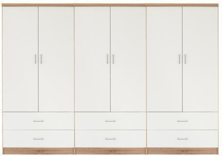 Six Door Wardrobe Reina White-Sonoma 240x42x181cm