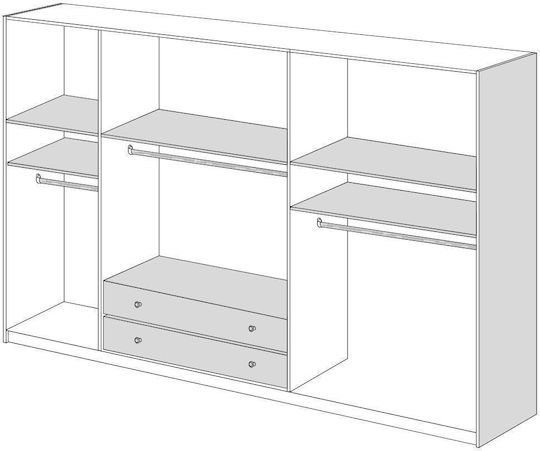 Πεντάφυλλη Ντουλάπα με Πατάρι Καρυδί 252x60x233cm