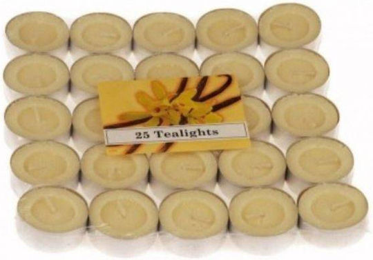 Tealights with Vanilla Scent in Beige Colour up to 4 Hours Duration 25 Pieces
