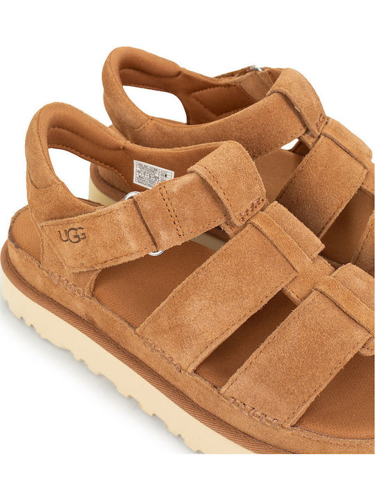 Goldenstar Women's Flat Sandals with Strap in Brown Color
