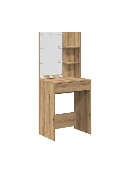 Bodenstehende Schminktisch Schlafzimmer Holz Echte Eiche mit Spiegel & Hocker 60x40x140cm