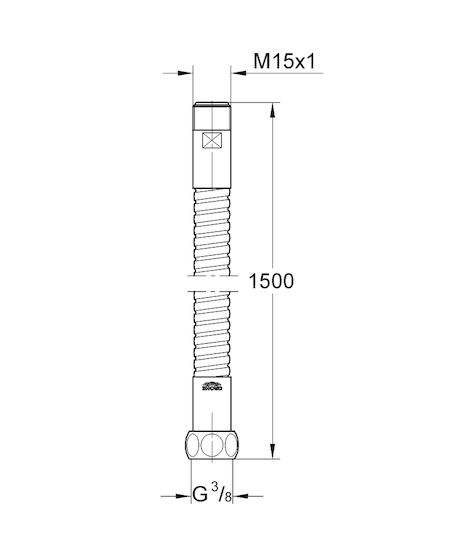 Grohe Σπιράλ Ντουζ Μεταλλικό 150cm Ασημί