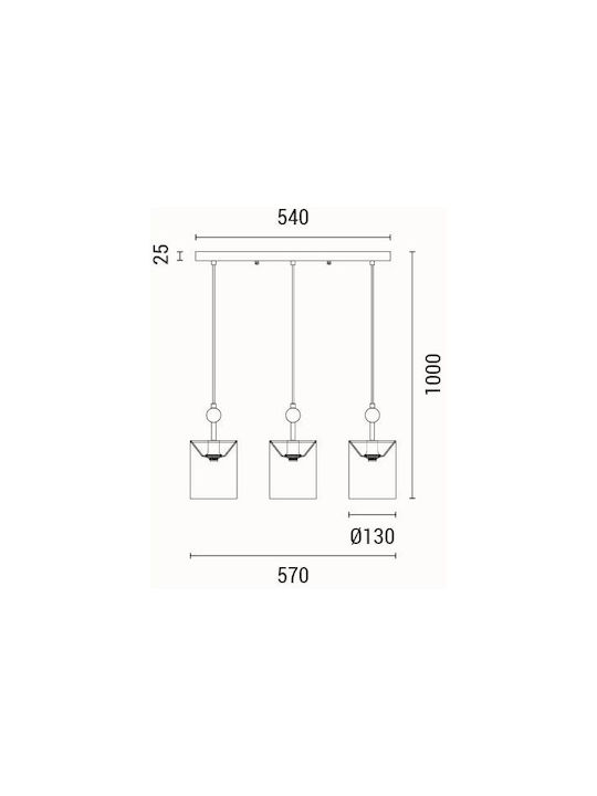 Eurolamp Verona Κρεμαστό Φωτιστικό Χάλκινο με Ντουί E14 57x13x100εκ.