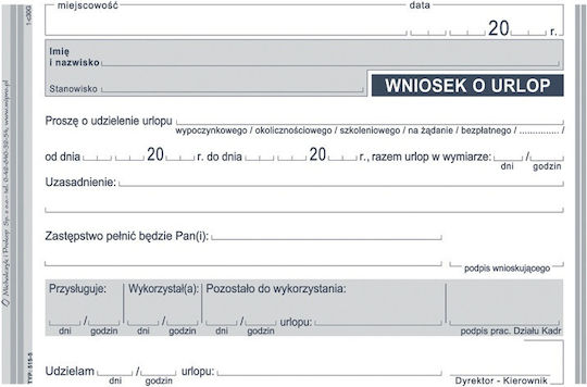 Leave Application Form A6 40 Sheets