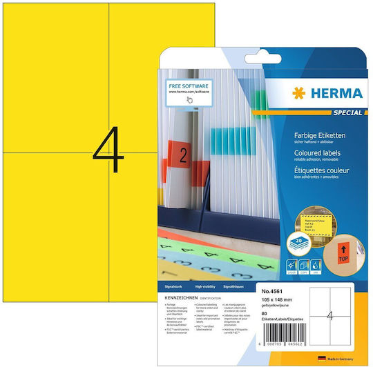 Herma Αυτοκόλλητες Ετικέτες Α4 Ορθογώνιες 105x148mm