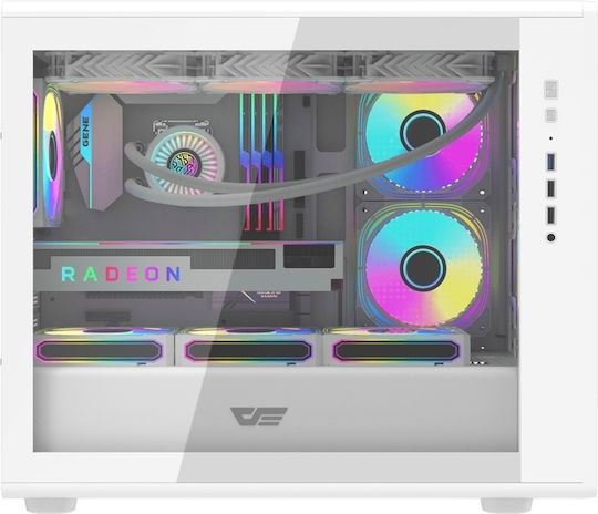 Darkflash DB460M Gaming Middle Tower Carcasă PC cu Deschidere Laterală Albă