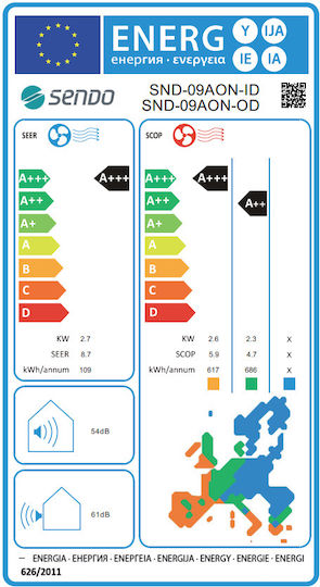 Sendo Aion Aparat De Aer Condiționat Inverter 9000 BTU A+++/A++ Cu WiFi Și Funcție De Autocurățare