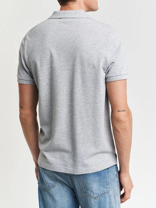 Shield Pique Polo Short Sleeve Blouse Grey Melange