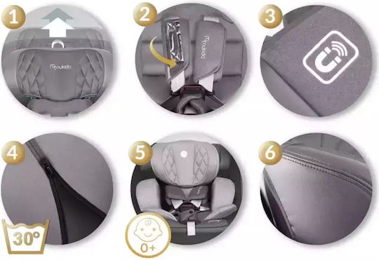 Nukido Prestige Детско Столче за Кола i-Размер с Isofix Сив 0-36 кг