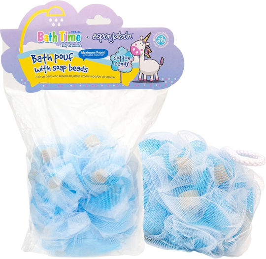 2 σε 1 Duschsponge Peeling Mesh Eingebautes Seifen Baumwollzuckerwatte Duft Esponjabon 1 Stück