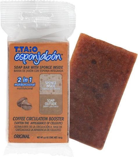 2 În 1 Burete de Baie Săpun Pudră de Cafea Esponjabon 120 Gr