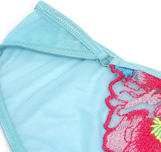 Subblime 957643 Flower Embroidered Bra Garter Belt Set Pink