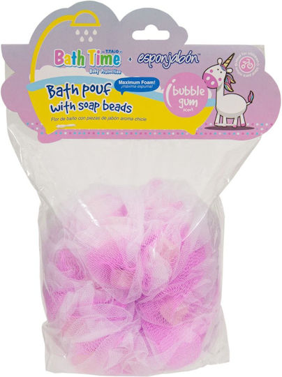 2 In 1 Shower Sponge Exfoliating Mesh Built-in Soap Bubblegum Scent Esponjabon 1 Pc