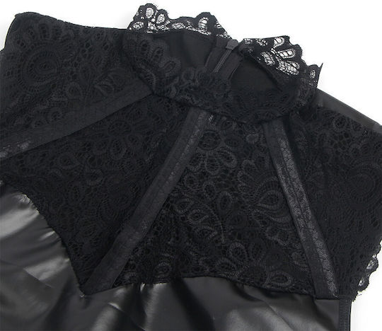 Subblime 957544 Spitzenkragen Lederkleid Schwarz